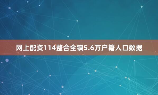 网上配资114整合全镇5.6万户籍人口数据